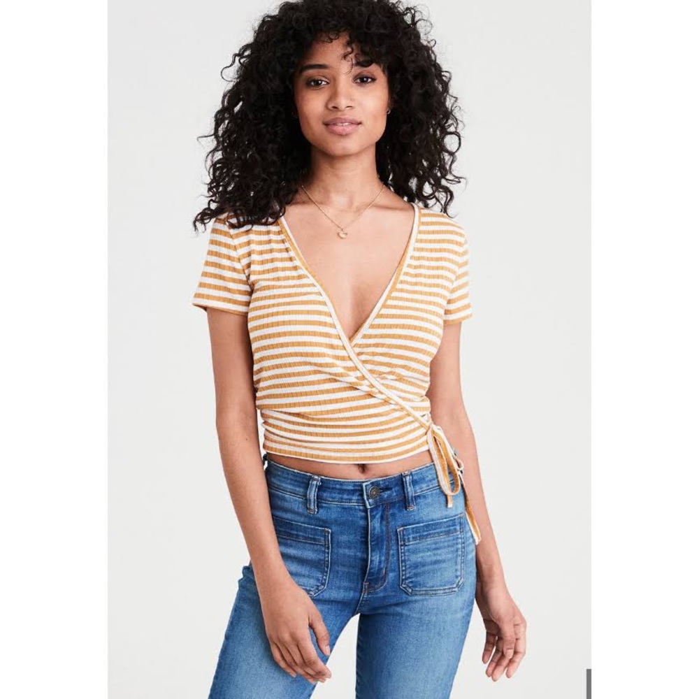 American Eagle Striped Wrap Tee NWT